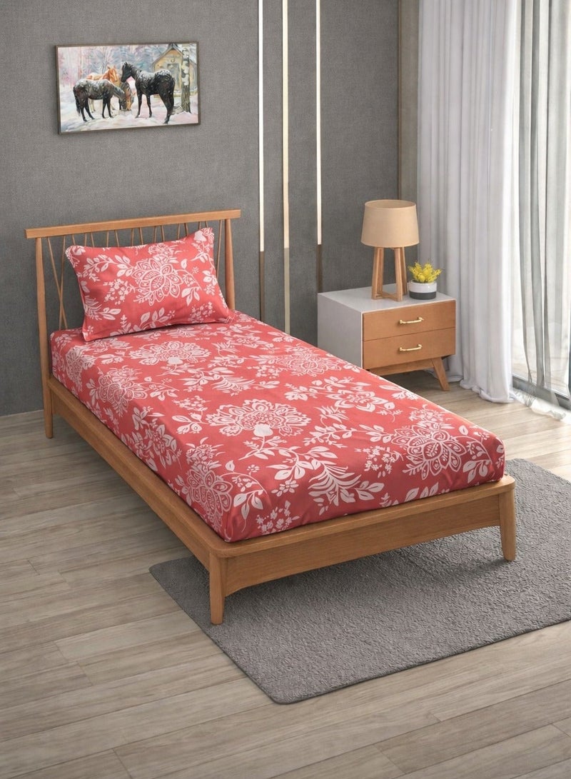 AURIO Premium Single Size Fitted Bedsheet with 1 Pillowcase – Modern Design & Pattern – Deep Pocket (90x200+25 cm, 36x78 + 10 inch) Soft, Breathable Microfiber Bedding for Kids & Guest Rooms - Image 1